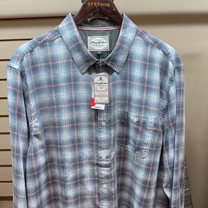 Flag & Anthem Men's Casual Plaid Shirt - Gray and Pink